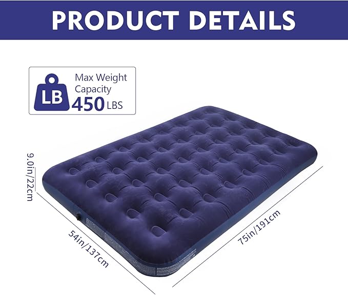 Full Size Air Mattress Air Bed with Hand Pump